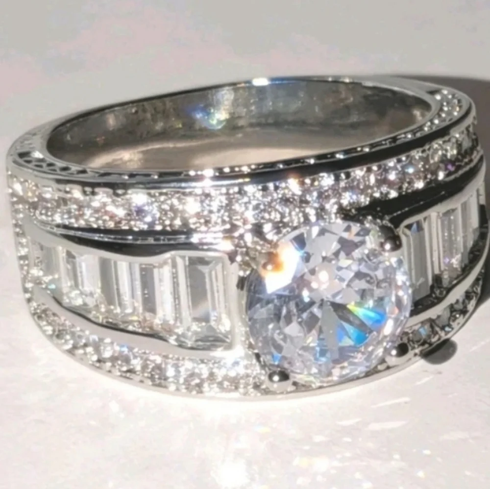 Classic Mens Dazzling 3ct Round Cut Lab Created diamond Engagement ring
